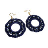 Goudkleur RVS Haakoorbellen Marineblauw Crochet Oorbellen Lengte 63mm