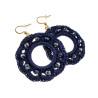 Goudkleur RVS Haakoorbellen Marineblauw Crochet Oorbellen Lengte 63mm