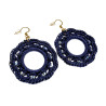 Goudkleur RVS Haakoorbellen Marineblauw Crochet Oorbellen Lengte 63mm