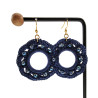Goudkleur RVS Haakoorbellen Marineblauw Crochet Oorbellen Lengte 63mm