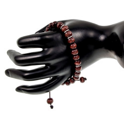 Unisex Armband met Houtkralen en RVS - Polslengte 16 tot 18 cm