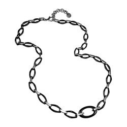 Unisex Ketting met Zwarte Keramische Schakels en RVS - 50cm tot 55cm