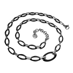 Unisex Ketting met Zwarte Keramische Schakels en RVS - 50cm tot 55cm