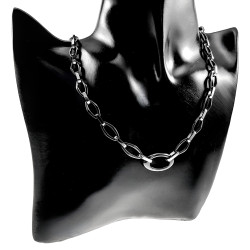 Unisex Ketting met Zwarte Keramische Schakels en RVS - 50cm tot 55cm