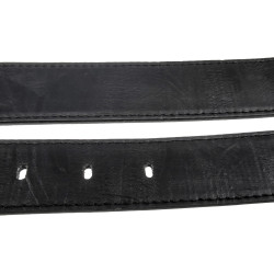 Zwarte Leren Herenriem met Grote Zilverkleurige Gesp 3D-Adelaar