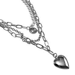 RVS Ketting met Parels, LOVE Hanger en Hart voor Fotos - 45cm tot 50cm