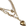 Dames Vergulde RVS Ketting met Parels, LOVE Hanger en Hart voor Fotos