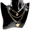 Dames Vergulde RVS Ketting met Parels, LOVE Hanger en Hart voor Fotos