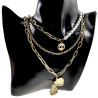 Dames Vergulde RVS Ketting met Parels, LOVE Hanger en Hart voor Fotos