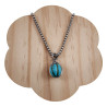 RVS Jasseron-Ketting + Turquoise Steen Hanger - Handgemaakt door esde2