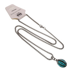 RVS Jasseron-Ketting + Turquoise Steen Hanger - Handgemaakt door esde2