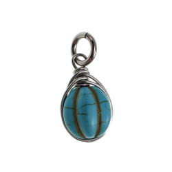 RVS Jasseron-Ketting + Turquoise Steen Hanger - Handgemaakt door esde2