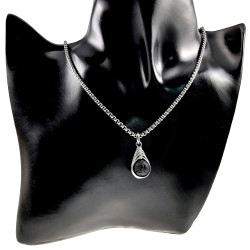 RVS Jasseron-Ketting + Lavasteen Steen Hanger - Handgemaakt door esde2