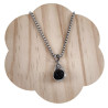 RVS Jasseron-Ketting + Lavasteen Steen Hanger - Handgemaakt door esde2