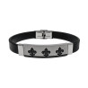 Heren Siliconen Armband en Bicolor RVS - Fleur-de-Lis Design Zwart PVD