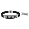 Heren Siliconen Armband en Bicolor RVS - Fleur-de-Lis Design Zwart PVD