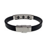 Heren Siliconen Armband en Bicolor RVS - Fleur-de-Lis Design Zwart PVD