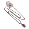 RVS Jasseron-Ketting + Maansteen Hanger in Groen en Fuchsia Dames