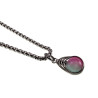 RVS Jasseron-Ketting + Maansteen Hanger in Groen en Fuchsia Dames