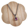 RVS Jasseron-Ketting + Maansteen Hanger in Groen en Fuchsia Dames