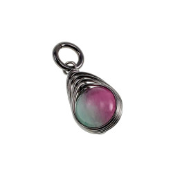 RVS Jasseron-Ketting + Maansteen Hanger in Groen en Fuchsia Dames