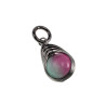 RVS Jasseron-Ketting + Maansteen Hanger in Groen en Fuchsia Dames