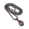 RVS Jasseron-Ketting + Maansteen Hanger in Paarse en Lichtbruine Dames