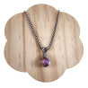 RVS Jasseron-Ketting + Maansteen Hanger in Paarse en Lichtbruine Dames