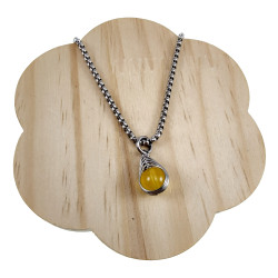 Elegante Dames Hanger met Geel Kristal - RVS - Handgemaakt door esde2