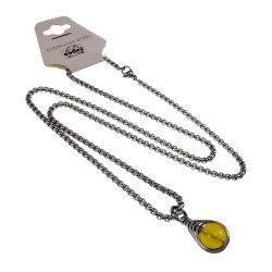 RVS Jasseron-Ketting + Geel Kristal Hanger Dames - Handgemaakt esde2