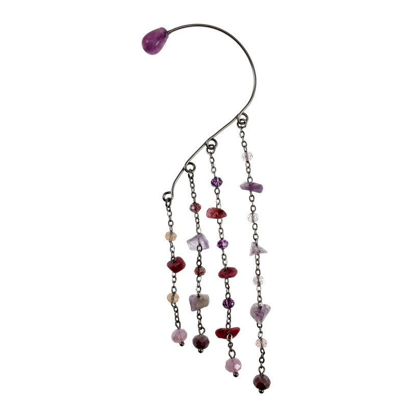 RVS Ear Cuff Oorbel Natuurstenen en Kristallen Handgemaakt door esde2