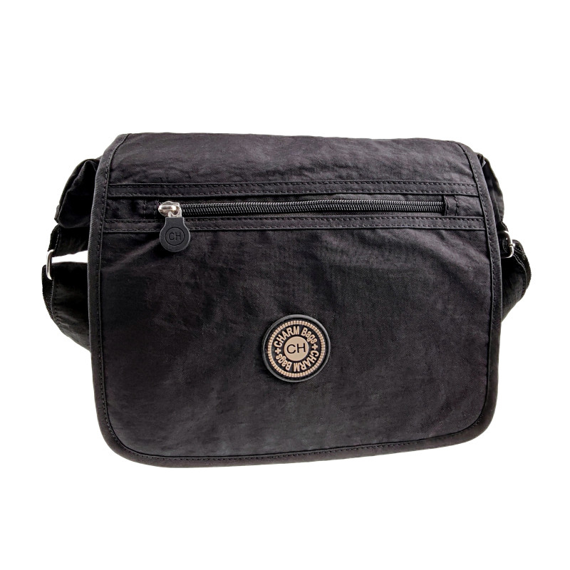 Zwarte Schoudertas - Waterafstotende Crossbody Tas met Klepsluiting