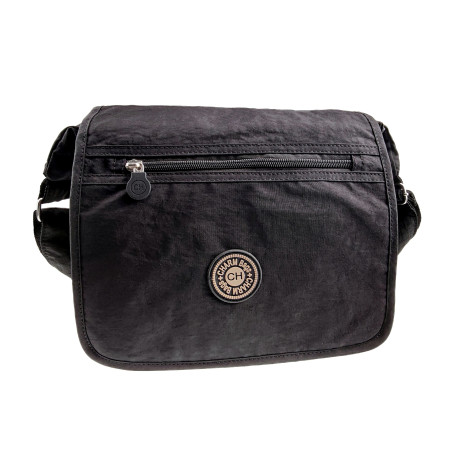 Zwarte Schoudertas - Waterafstotende Crossbody Tas met Klepsluiting