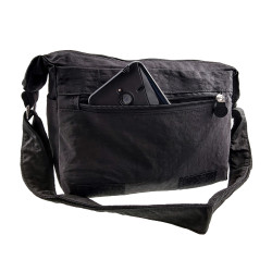 Zwarte Schoudertas - Waterafstotende Crossbody Tas met Klepsluiting