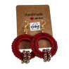 Lange Oorbellen Bordeaux Crochet - Goudkleur RVS - Handgemaakt esde2