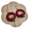 Lange Oorbellen Bordeaux Crochet - Goudkleur RVS - Handgemaakt esde2