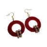 Lange Oorbellen Bordeaux Crochet - Goudkleur RVS - Handgemaakt esde2