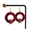 Lange Oorbellen Bordeaux Crochet - Goudkleur RVS - Handgemaakt esde2