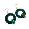 Lange Oorbellen Groene Crochet - Goudkleur RVS Handgemaakt esde2