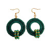 Lange Oorbellen Groene Crochet - Goudkleur RVS Handgemaakt esde2