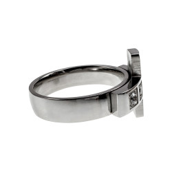Gepolijst RVS - Stijlvolle Dames Ring met Kruis en Zirkonia Stenen