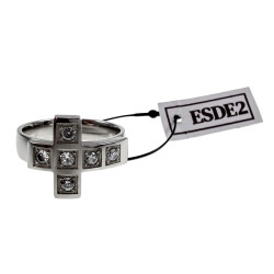 Gepolijst RVS - Stijlvolle Dames Ring met Kruis en Zirkonia Stenen