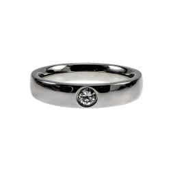 Unisex Gepolijst RVS Ring met Zirkonia - Verlovingsring - 4 mm Breed
