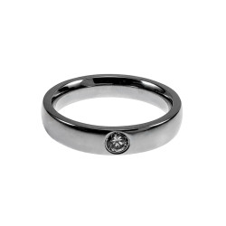 Unisex Gepolijst RVS Ring met Zirkonia - Verlovingsring - 4 mm Breed