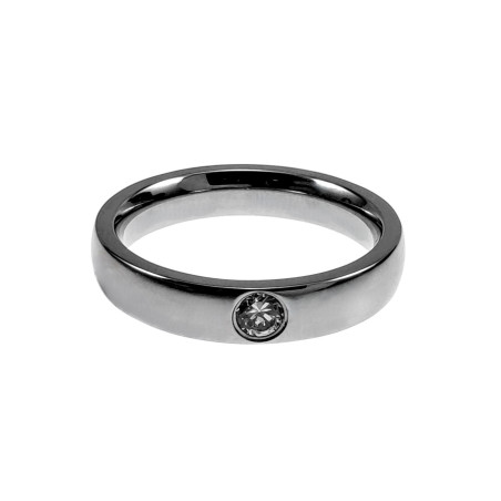 Unisex Gepolijst RVS Ring met Zirkonia - Verlovingsring - 4 mm Breed