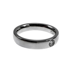 Unisex Gepolijst RVS Ring met Zirkonia - Verlovingsring - 4 mm Breed