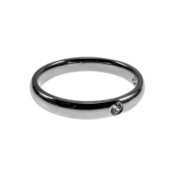 Unisex Gepolijst RVS Verlovingsring met Zirkonia - 3 mm Breed