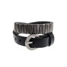 Zwarte Leren Wikkelarmband met Driehoek Studs Verstelbaar 14 en 18 cm