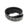 Zwarte Leren Wikkelarmband met Driehoek Studs Verstelbaar 14 en 18 cm
