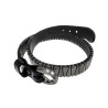 Zwarte Leren Wikkelarmband met Driehoek Studs Verstelbaar 14 en 18 cm